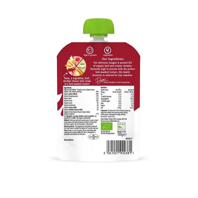 Little Freddie Organic Baby Food Beef Lasagne with Cheese   130g