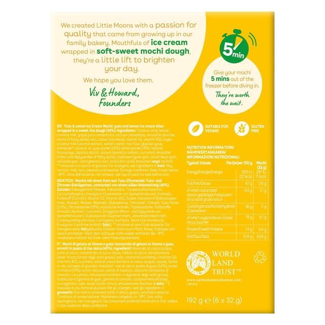 Little Moons Vegan Yuzu Lemon Mochi Ice Cream   6 x 32g