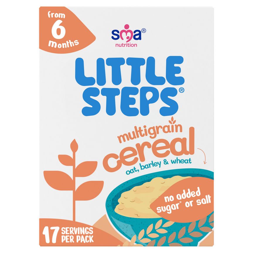 Little Steps Multigrain Cereal, Oats, Wheat &amp;amp; Barley, for babies 6 months+, No Added Sugar, 17 servings per pack