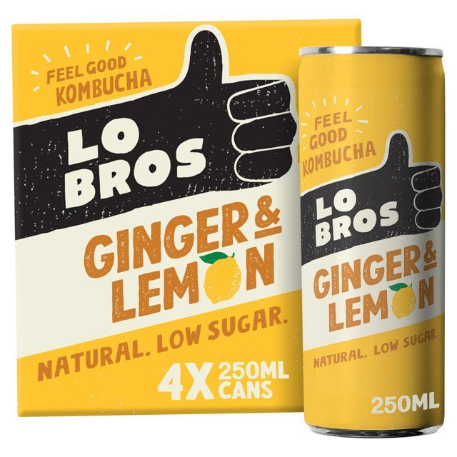 Lo Bros Kombucha Ginger &amp;amp; Lemon Low Sugar Multipack   4 x 250ml