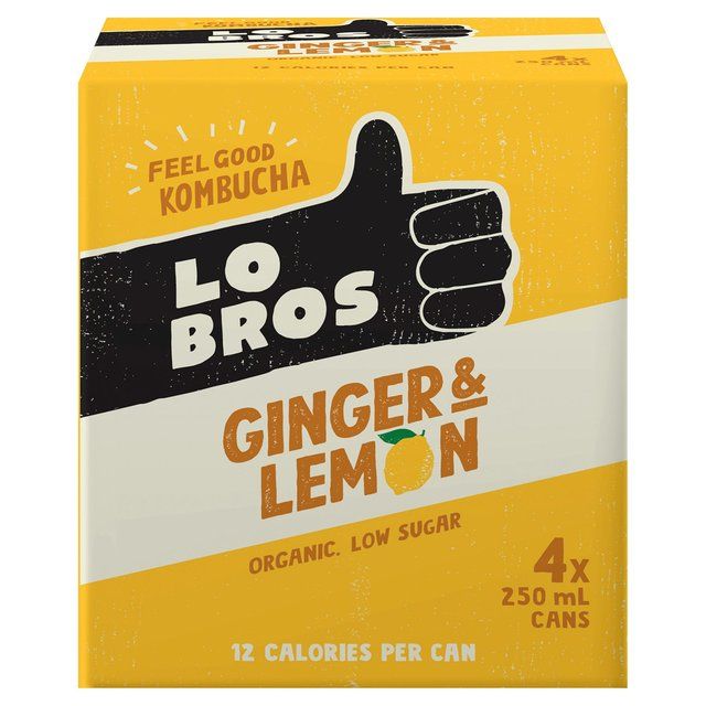 Lo Bros Kombucha Ginger &amp;amp; Lemon Low Sugar Multipack   4 x 250ml