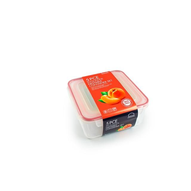 Lock &amp;amp; Lock Square Food Container Set   5 per pack