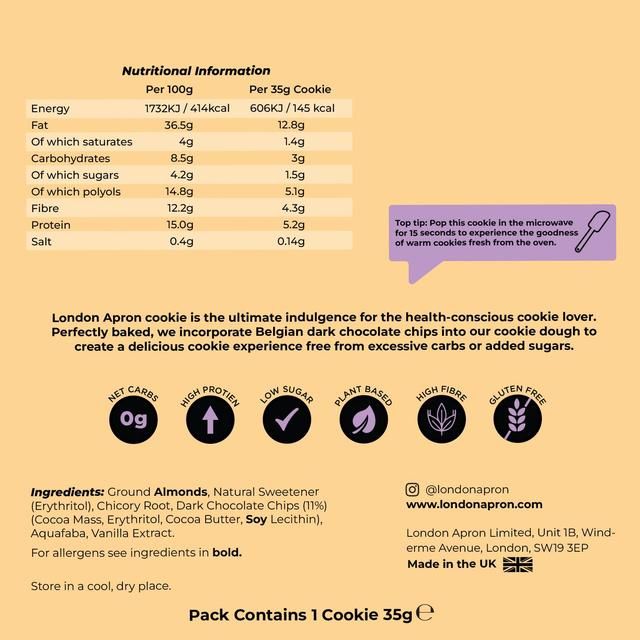London Apron Chocolate Chip Keto Cookie   35g