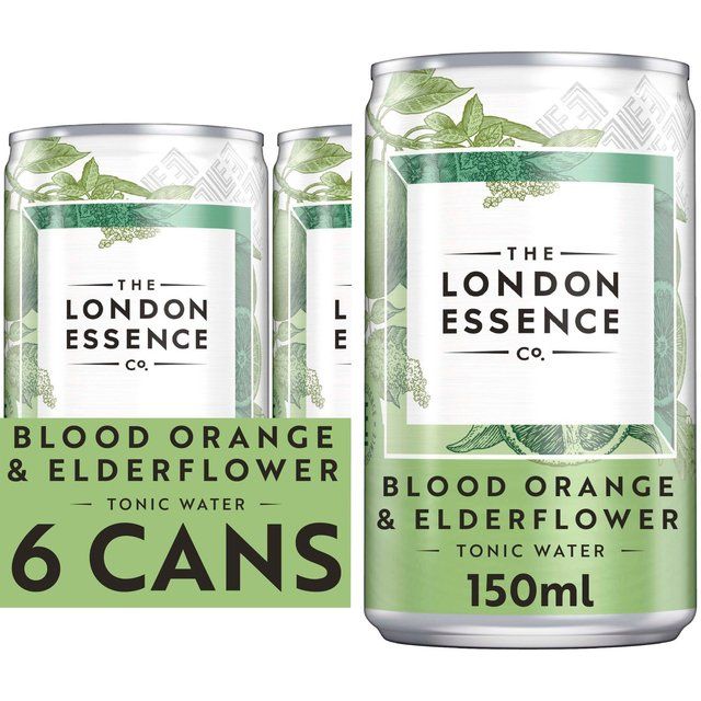 London Essence Co. Blood Orange &amp;amp; Elderflower Tonic Water Cans   6 x 150ml