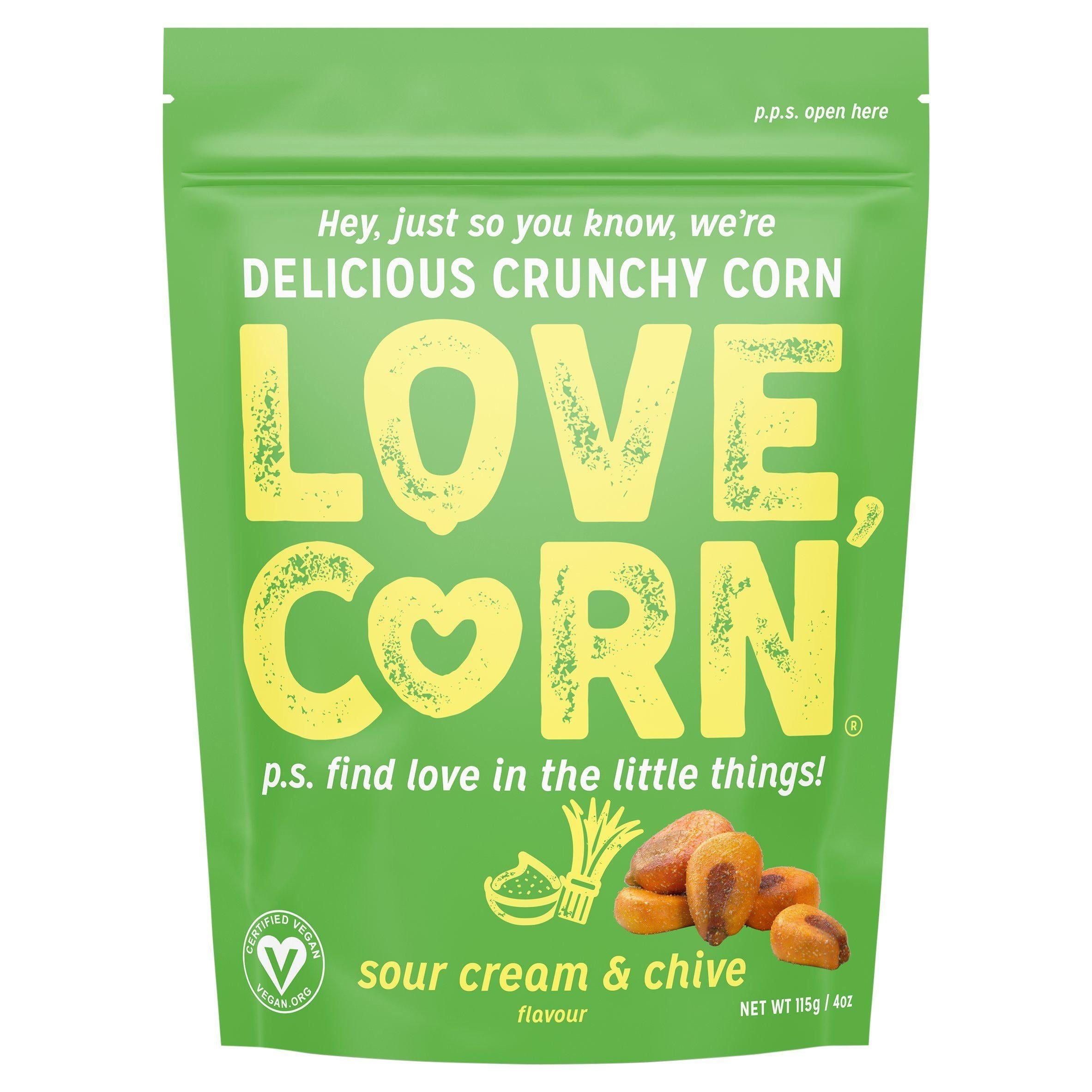 Love Corn Sour Cream &amp;amp; Chive Flavour Delicious Crunchy Corn 115g