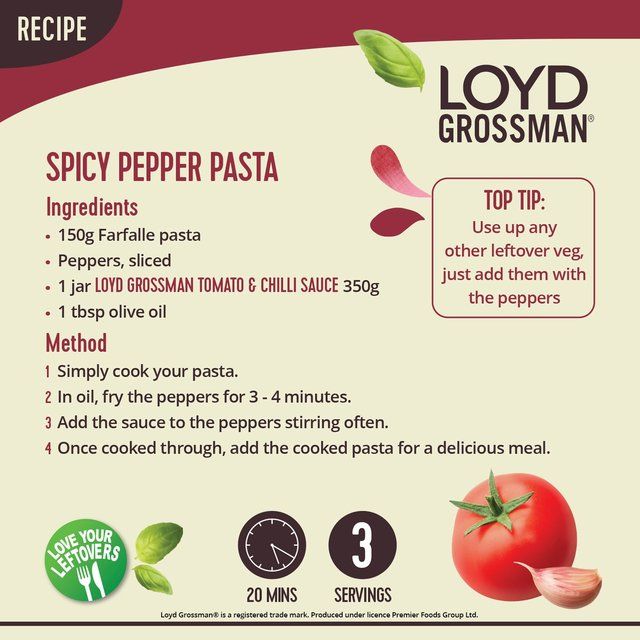 Loyd Grossman Tomato &amp;amp; Chilli Pasta Sauce   350g