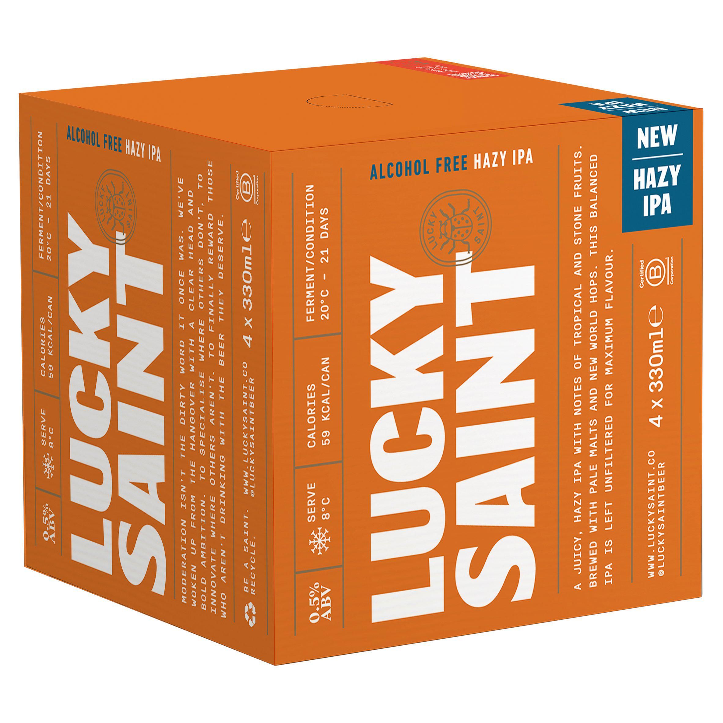 Lucky Saint Hazy IPA Alcohol Free Can 4x330ml