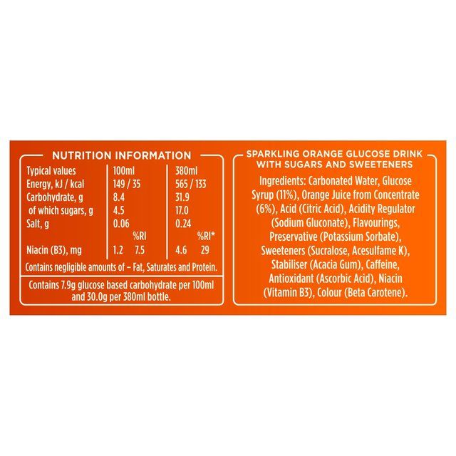Lucozade Energy Drink Orange   4 x 380ml