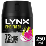 Lynx Antiperspirant Deodorant Aerosol Epic Fresh 150ml 250ML
