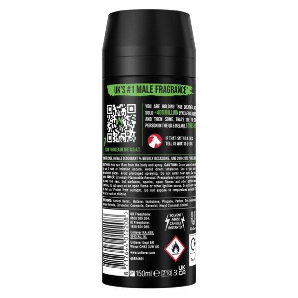 Lynx Deodorant Aerosol Bodyspray Africa 150ml