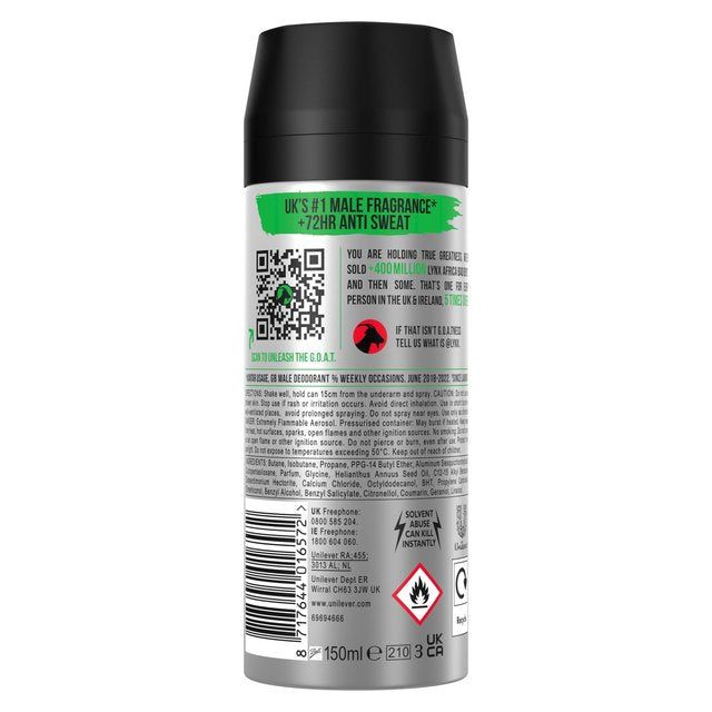 Lynx Dry Africa Spray Anti-Perspirant Deodorant   150ml