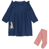 M&amp;amp;S 2 Piece Peter Rabbit Frill Dress/Tights Set 0-3 Years Navy Mix