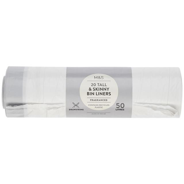 M&amp;amp;S 20 Tall &amp;amp; Skinny Fragranced Drawstring 50L Bin Liners   20 per pack