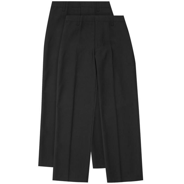 M&amp;amp;S 2pk Boys Black Regular Leg Trousers 4-14 Years