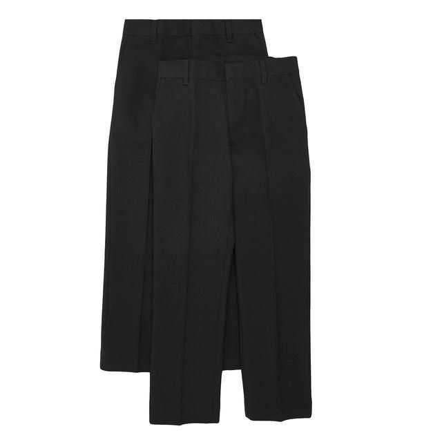 M&amp;amp;S 2pk Boys Black Slim Leg School Trousers 4-13 Years