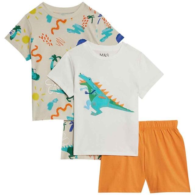 M&amp;amp;S 2pk Dino Doodle Shorties 2-7 Years Orange