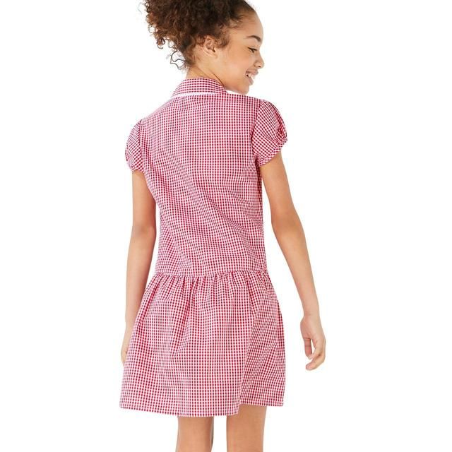 M&amp;amp;S 2pk Girls' Cotton Gingham School Dresses 4-10 Years Red