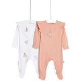 M&amp;amp;S 2pk Peter Rabbit Sleepsuits 0-3 Months Pink