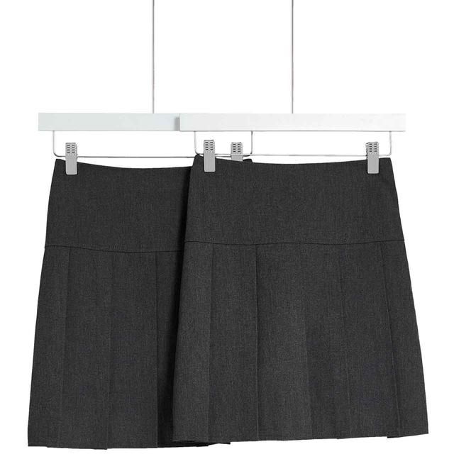 M&amp;amp;S 2Pk Pleated Skirt 3-14 Years Grey