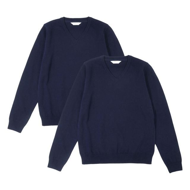 M&amp;amp;S 2pk Pure Cotton School Jumper 3-12 Years Navy