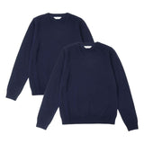 M&amp;amp;S 2pk Pure Cotton School Jumper 3-12 Years Navy