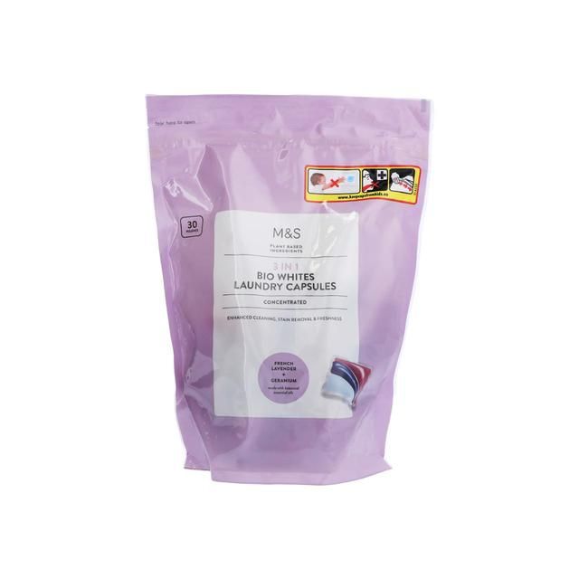 M&amp;amp;S 3 in 1 Bio Whites Laundry Capsules   30 per pack