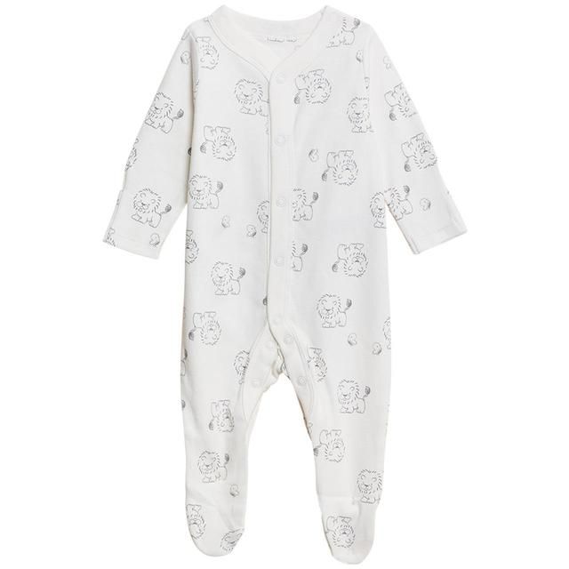M&amp;amp;S 3 Pack Lion Sleepsuits Silver Grey 0-3 Years