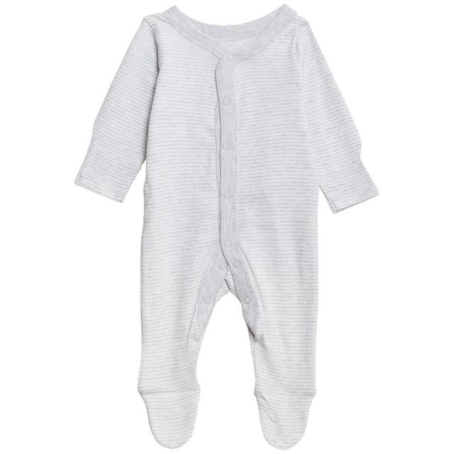 M&amp;amp;S 3 Pack Lion Sleepsuits Silver Grey 0-3 Years