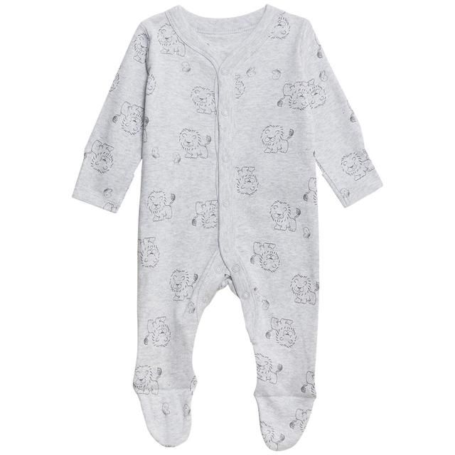 M&amp;amp;S 3 Pack Lion Sleepsuits Silver Grey 0-3 Years