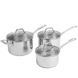 M&amp;amp;S 3 Piece Stainless Steel Pan Set Silver