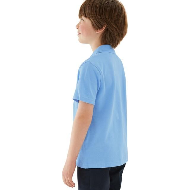 M&amp;amp;S 3pk Pure Cotton School Polo Shirts 3-12 Years Blue