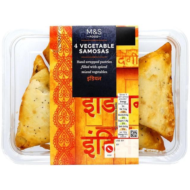 M&amp;amp;S 4 Hand Wrapped Vegetable Samosas   220g