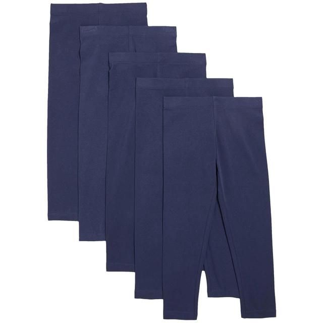 M&amp;amp;S 5pk Cotton Rich Plain Legging Navy 2-7 Y
