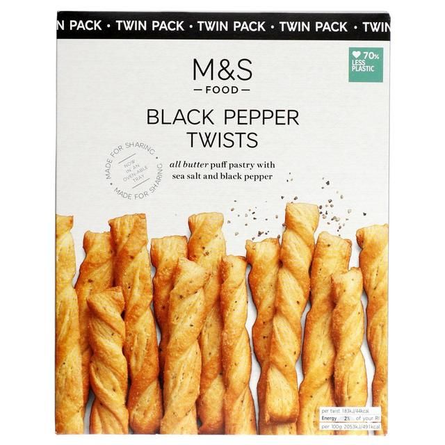 M&amp;amp;S Black Pepper Twists Twin Pack   250g