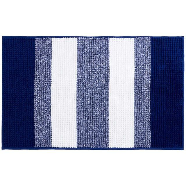 M&amp;amp;S Bobble Striped Bath Mat Navy