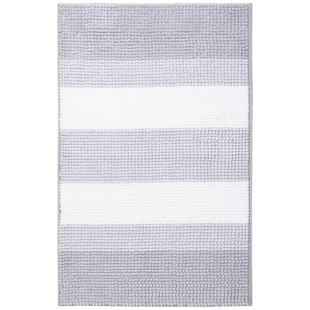 M&amp;amp;S Bobble Striped Bath Mat Silver Grey