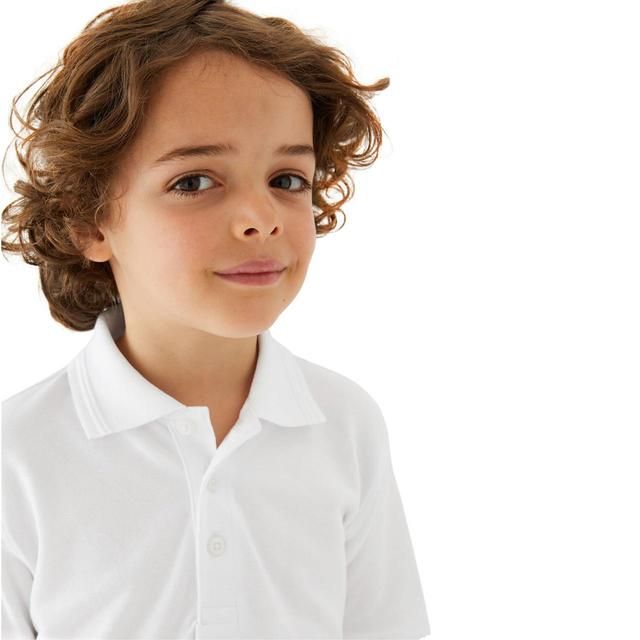 M&amp;amp;S Boys 2pk Stain Resist School Polo Shirts 3-14 Years White