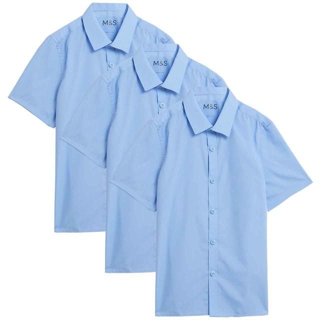 M&amp;amp;S Boys School Short-Sleeved Shirts 3-14 Years Blue