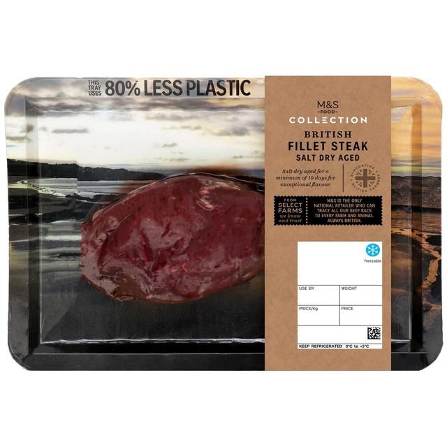M&amp;amp;S British Select Farms Salt Dry Aged Fillet Steak   Typically: 197g