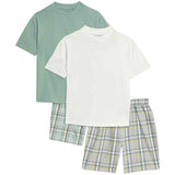 M&amp;amp;S Check Shorties 2 Pack 7-12 Years Green