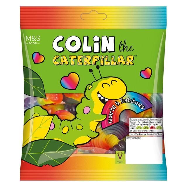 M&amp;amp;S Colin the Caterpillar Hearts &amp;amp; Rainbows Fruit Gums   150g