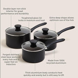 M&amp;amp;S Collection 3 Piece Black Aluminium Non Stick Pan Set 'One Size Black   3 per pack