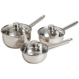 M&amp;amp;S Collection 3 Piece Stainless Steel Pan Set Silver   3 per pack