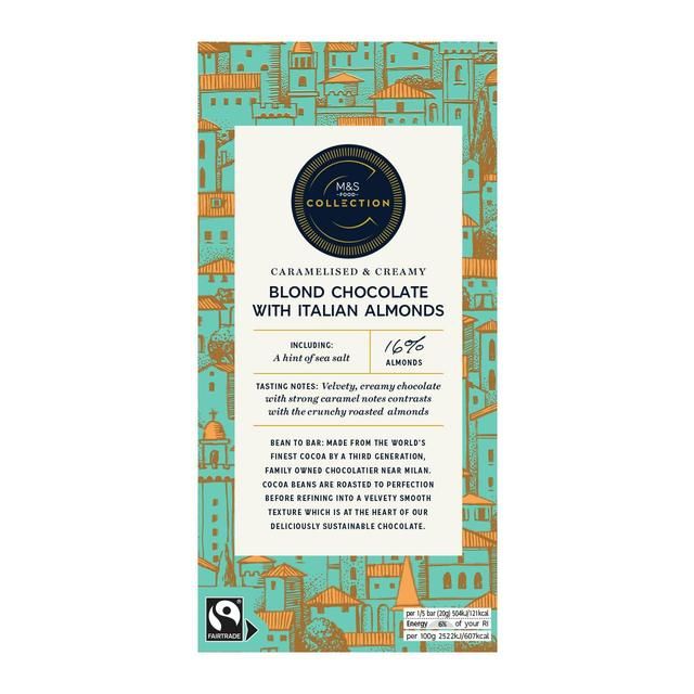 M&amp;amp;S Collection Blond Chocolate with Italian Almonds   100g