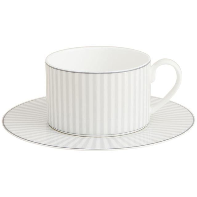 M&amp;amp;S Collection Hampton Stripe Cup &amp;amp; Saucer One Size Grey Mix