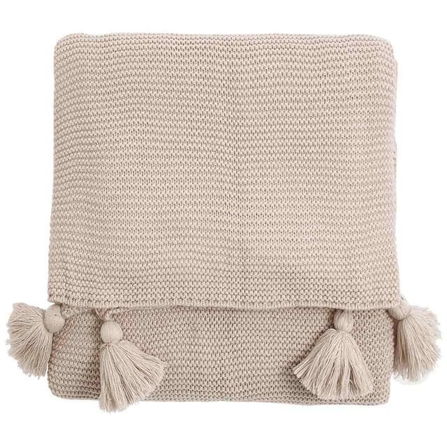 M&amp;amp;S Collection Knitted Tassel Throw One Size Neutral