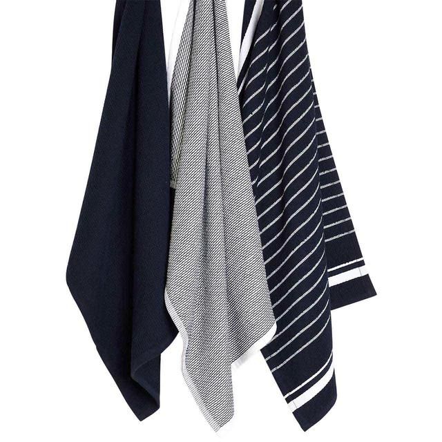 M&amp;amp;S Collection Set of 3 Cotton Rich Kitchen Towels One Size Dark Grey   3 per pack