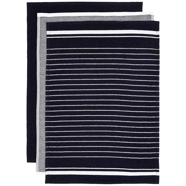 M&amp;amp;S Collection Set of 3 Cotton Rich Kitchen Towels One Size Dark Grey   3 per pack