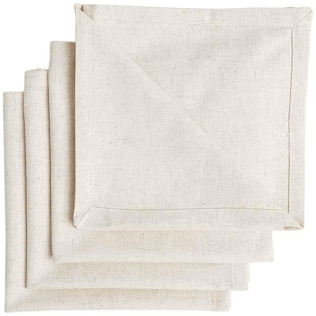 M&amp;amp;S Collection Set of 4 Cotton Rich Napkins with Linen One Size Natural   4 per pack
