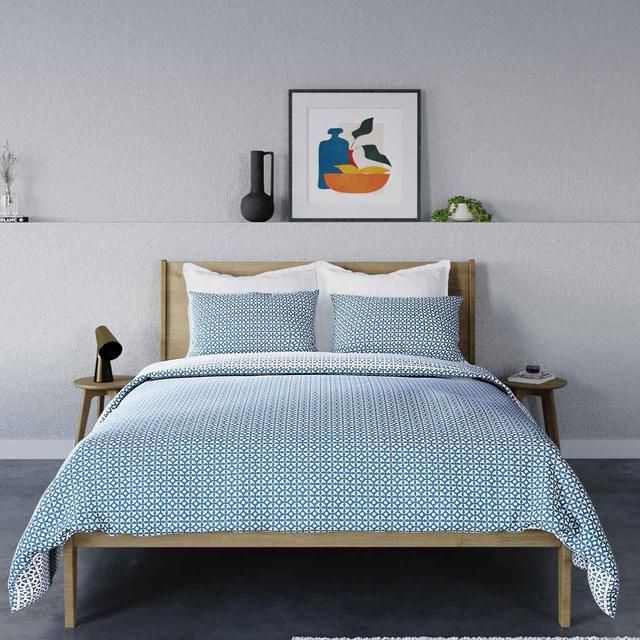 M&amp;amp;S Cotton Blend Circle Star Bedding Set Single Blue